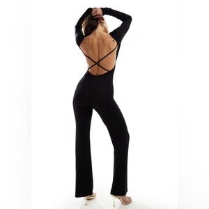 Elegant Black Backless Jumpsuit